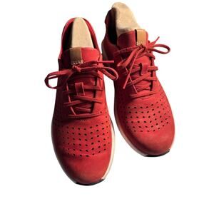 Clarks Red Unstructured Leather Sneakers Size 8
